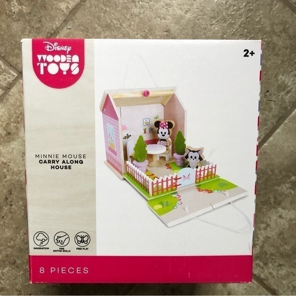 Disney Other - Disney Minnie Mouse Carry Along Wooden House Play Set NEW Kids Toy
